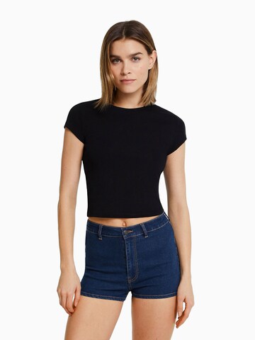 Skinny Jeggings de la Bershka pe albastru: față