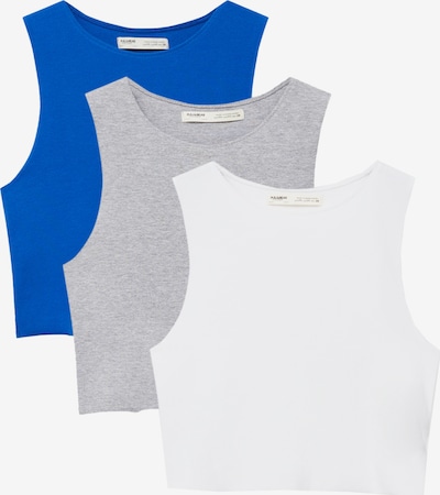 Pull&Bear Top in blau / graumeliert / weiß, Produktansicht