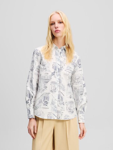 Camicia da donna 'KL x Jorge Parra' di Karl Lagerfeld in bianco: frontale