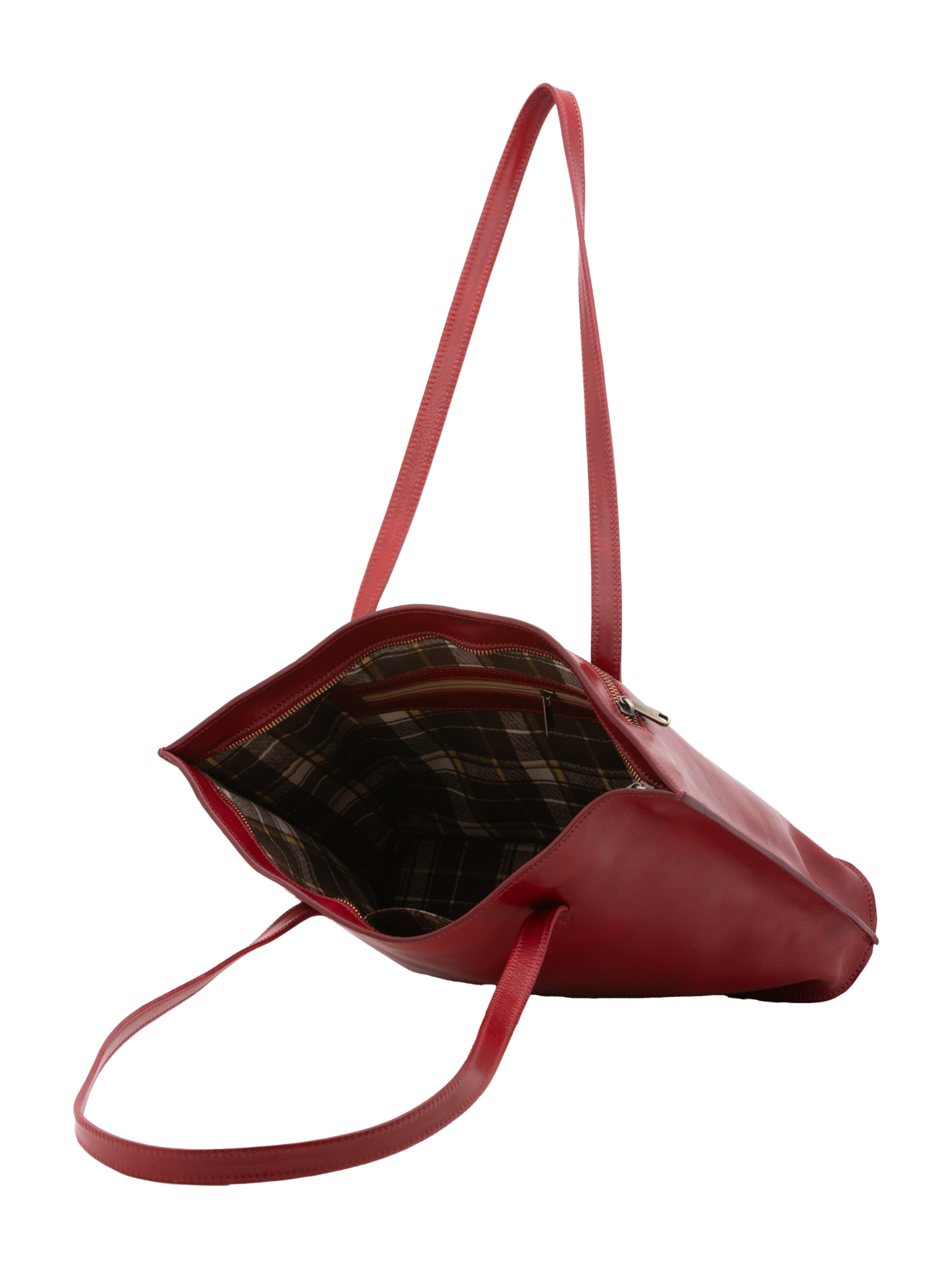 Borsa a spalla 'Borsa a Spalla Donna Pelle Vera Vacchetta - Chiusura Zip Made in Italy' di I Fratelli in rosso