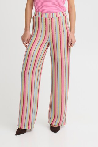 Wide Leg Pantalon 'IHLIBELLA' ICHI en mélange de couleurs : devant
