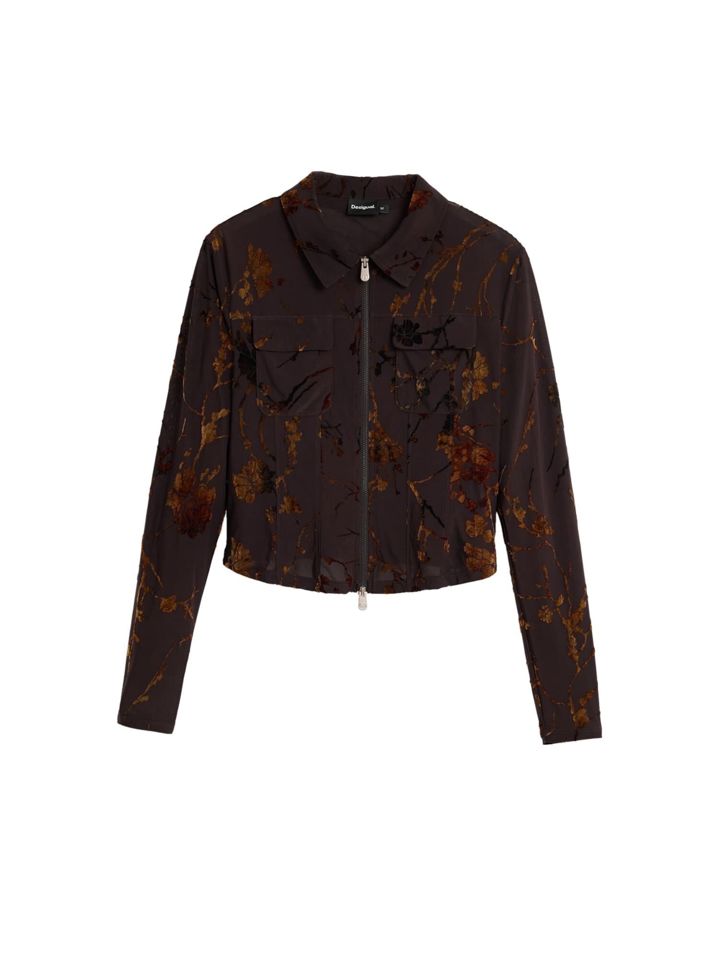 Desigual Φθινοπωρινό και ανοιξιάτικο μπουφάν σε καφέ: μπροστά