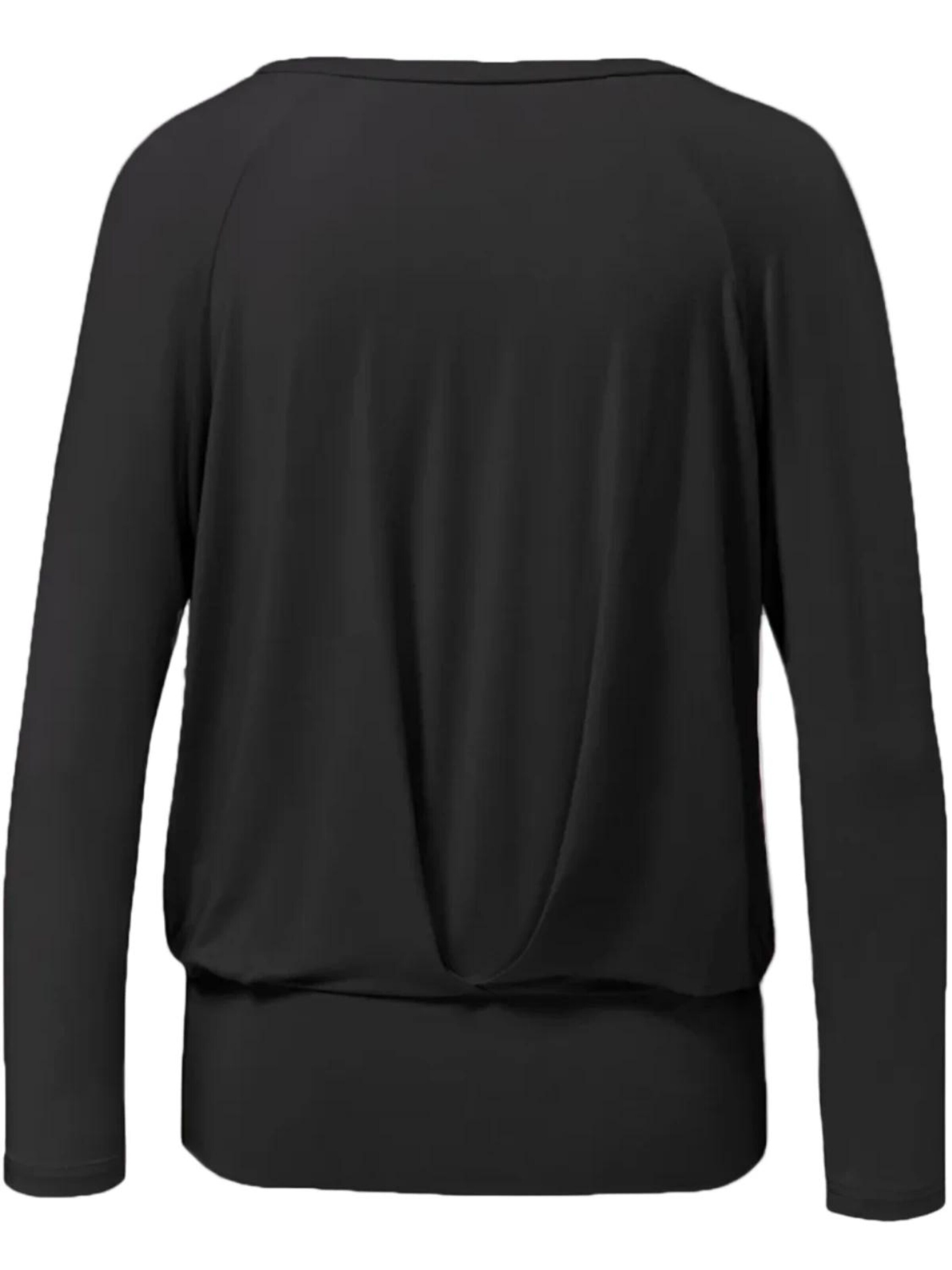 CURARE Yogawear Sporttop 'Langarmshirt Boxpleat - Black'‌‌ in Schwarz