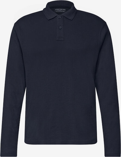 Street One MEN Langarm Poloshirt in Unifarbe in XXXL in blau, Produktansicht