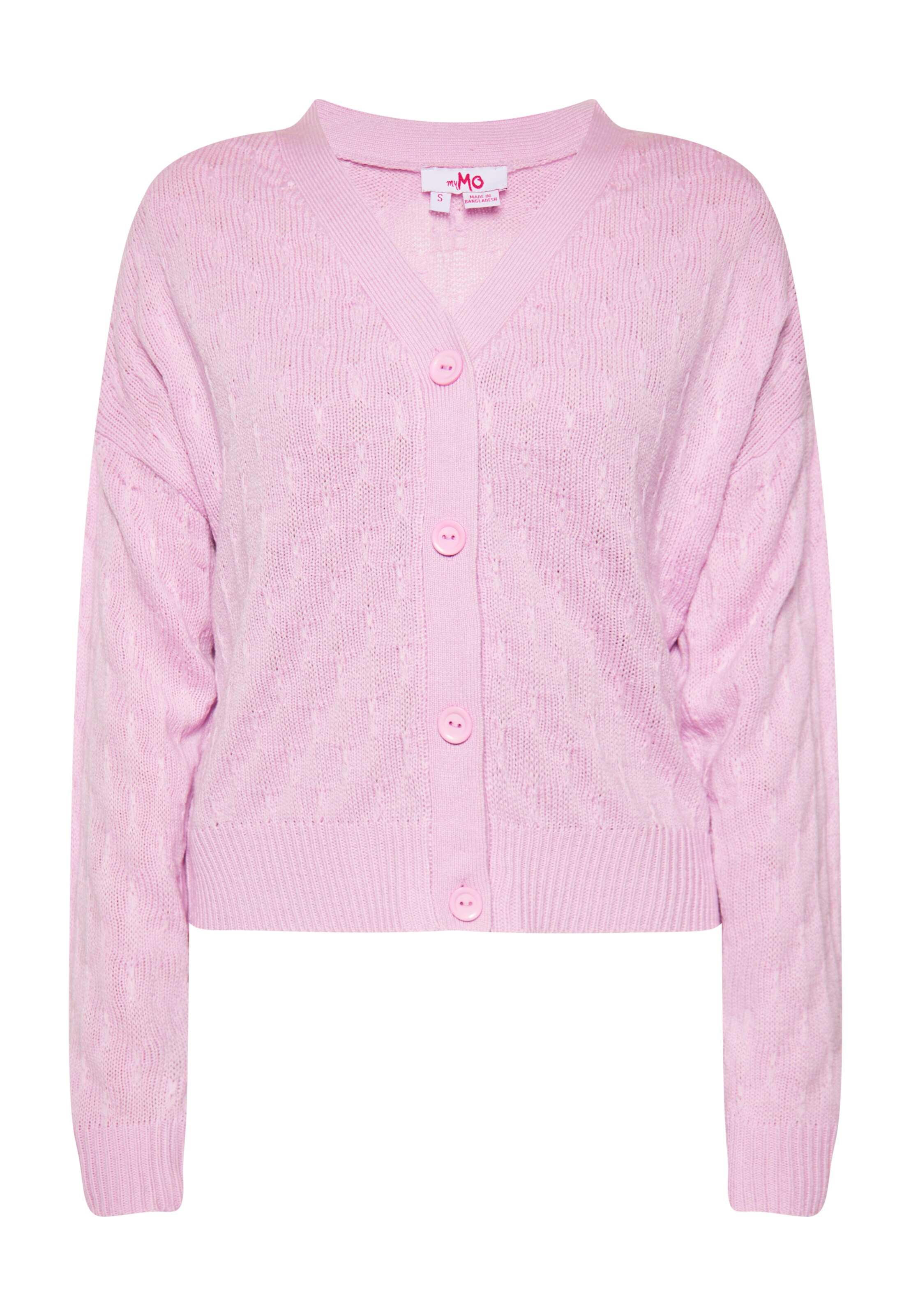 Geacă tricotată de la MYMO pe roz: față