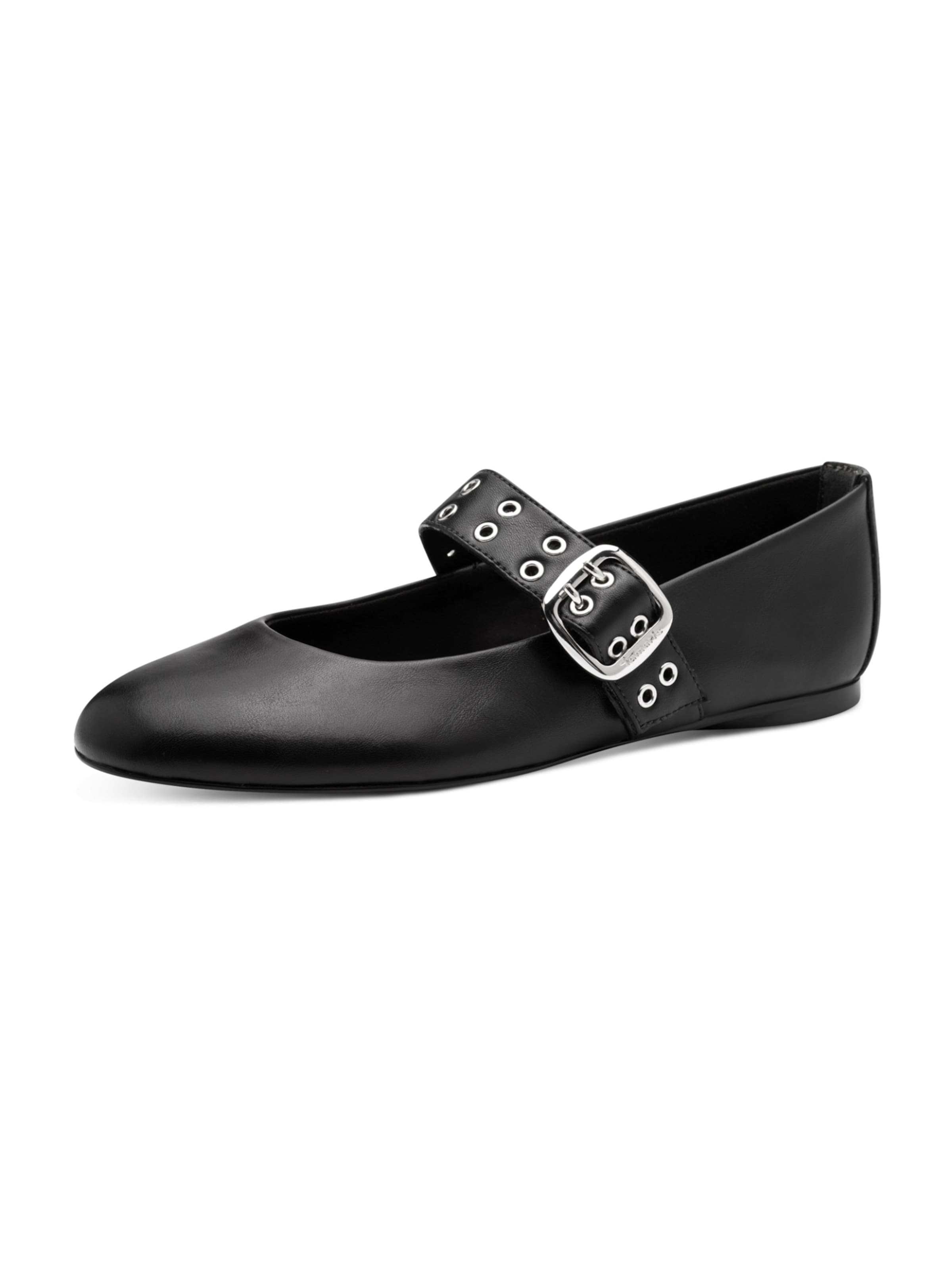 Tamaris Ballet Flats with Strap in Black: front