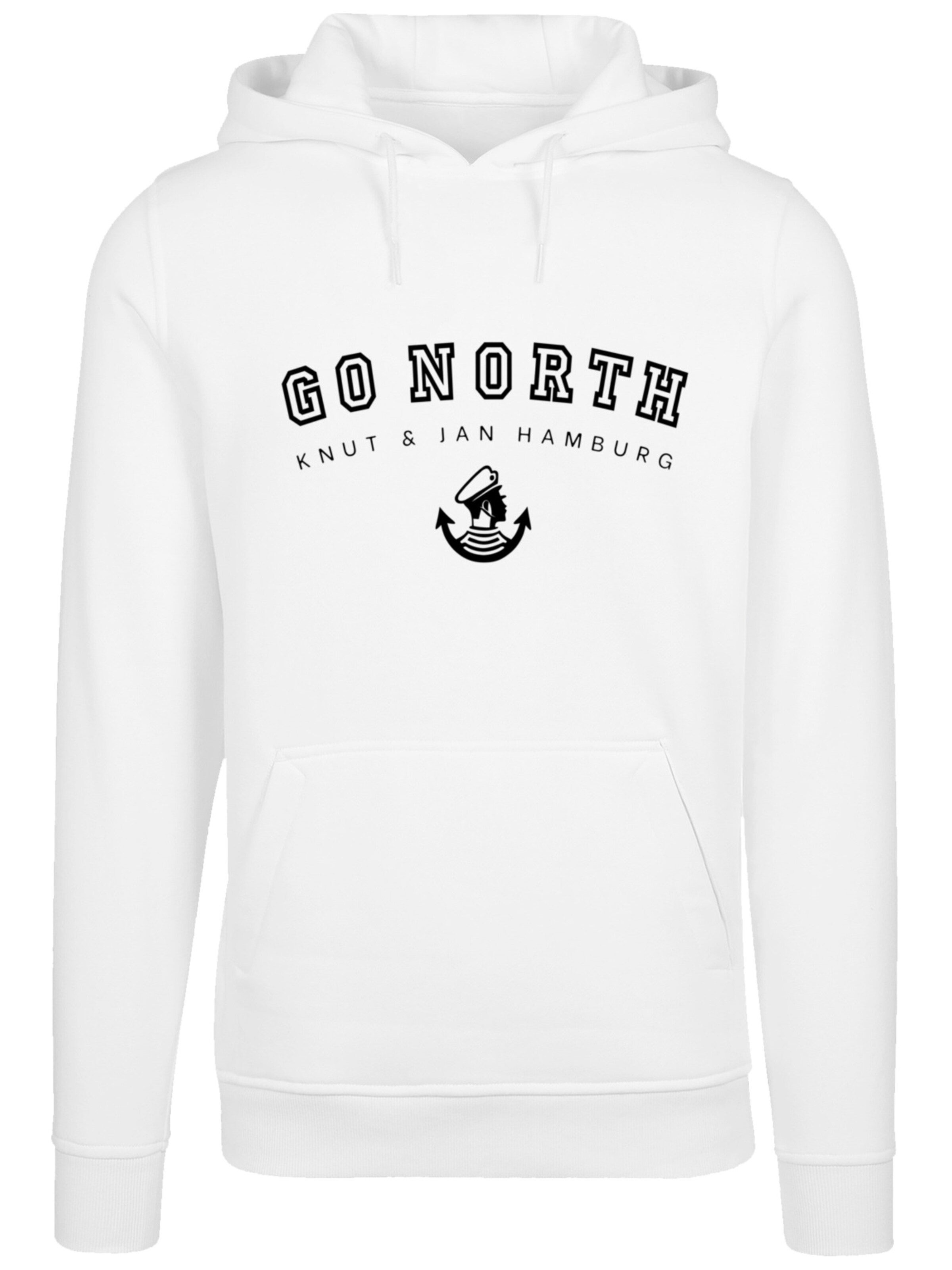 Sweat-shirt 'Go North' F4NT4STIC en blanc : devant