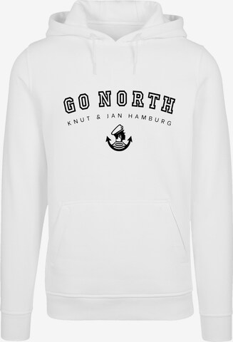 Sweat-shirt 'Go North' F4NT4STIC en blanc : devant