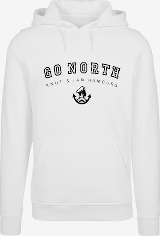 Sweat-shirt 'Go North' F4NT4STIC en blanc : devant