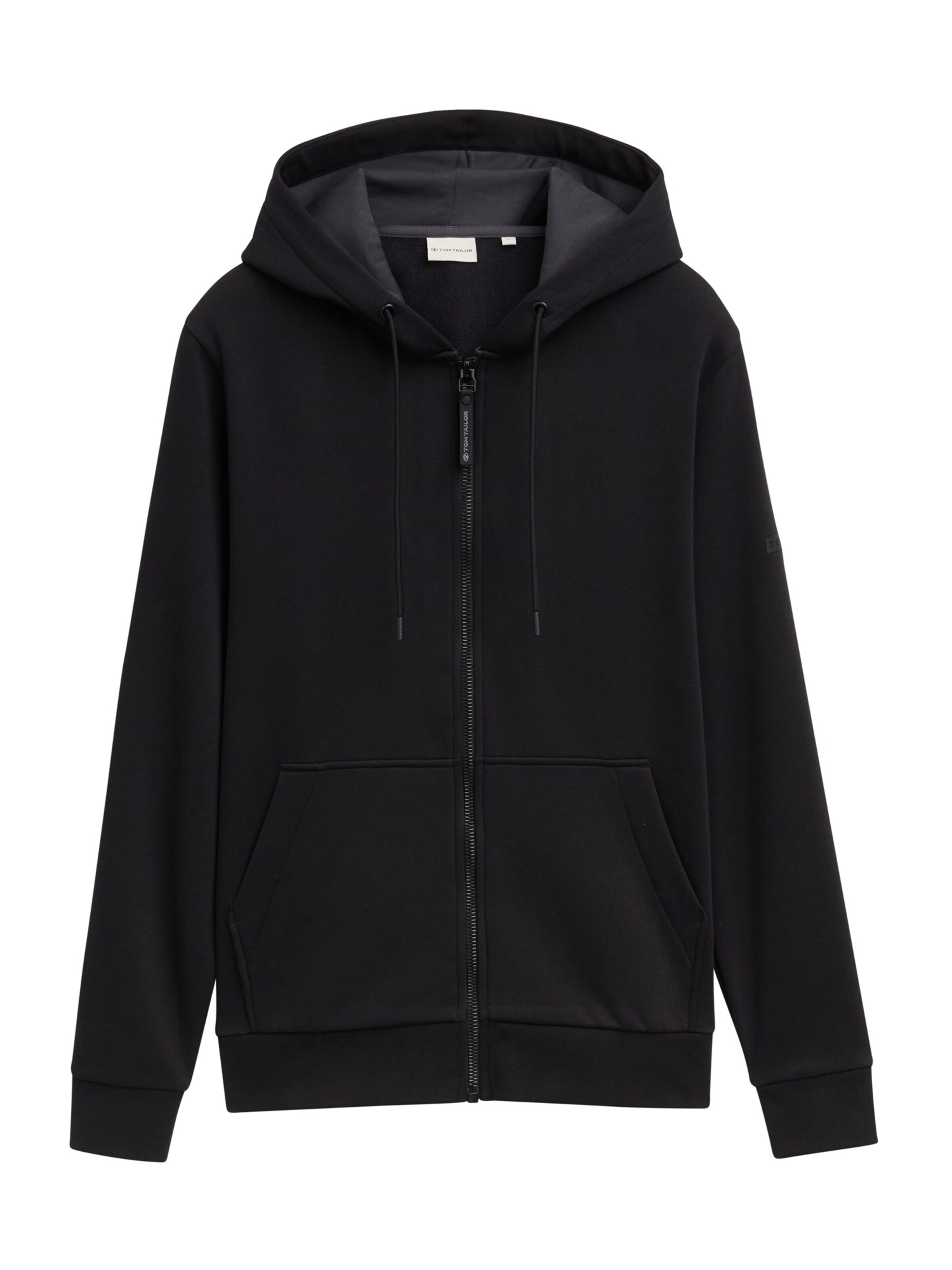 TOM TAILOR Zip-Up Hoodie in Black: front