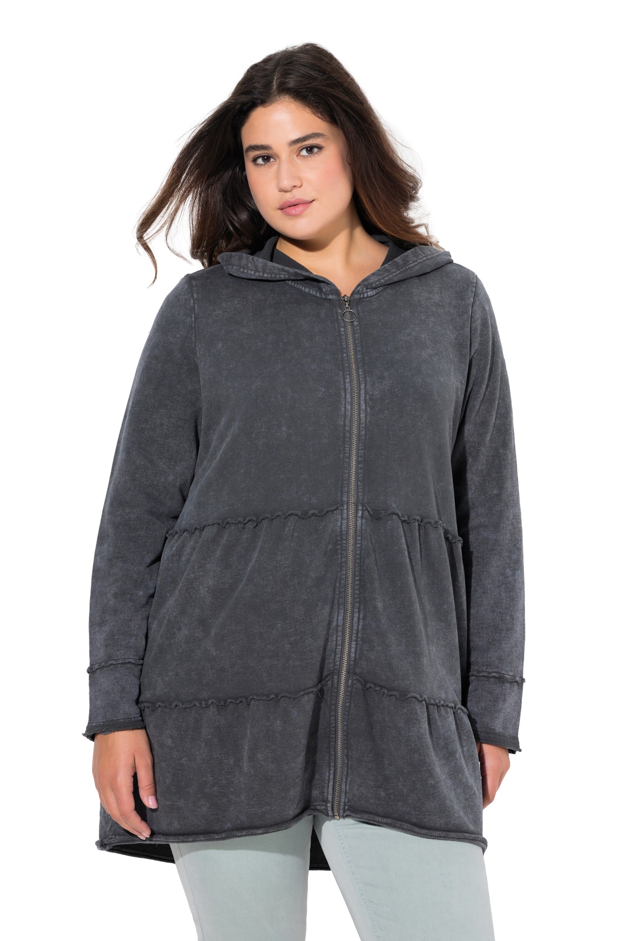 Ulla Popken Sweat jacket in Grey: front
