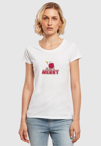 Merchcode T-Shirt 'Peanuts Merry' in Weiß: predná strana
