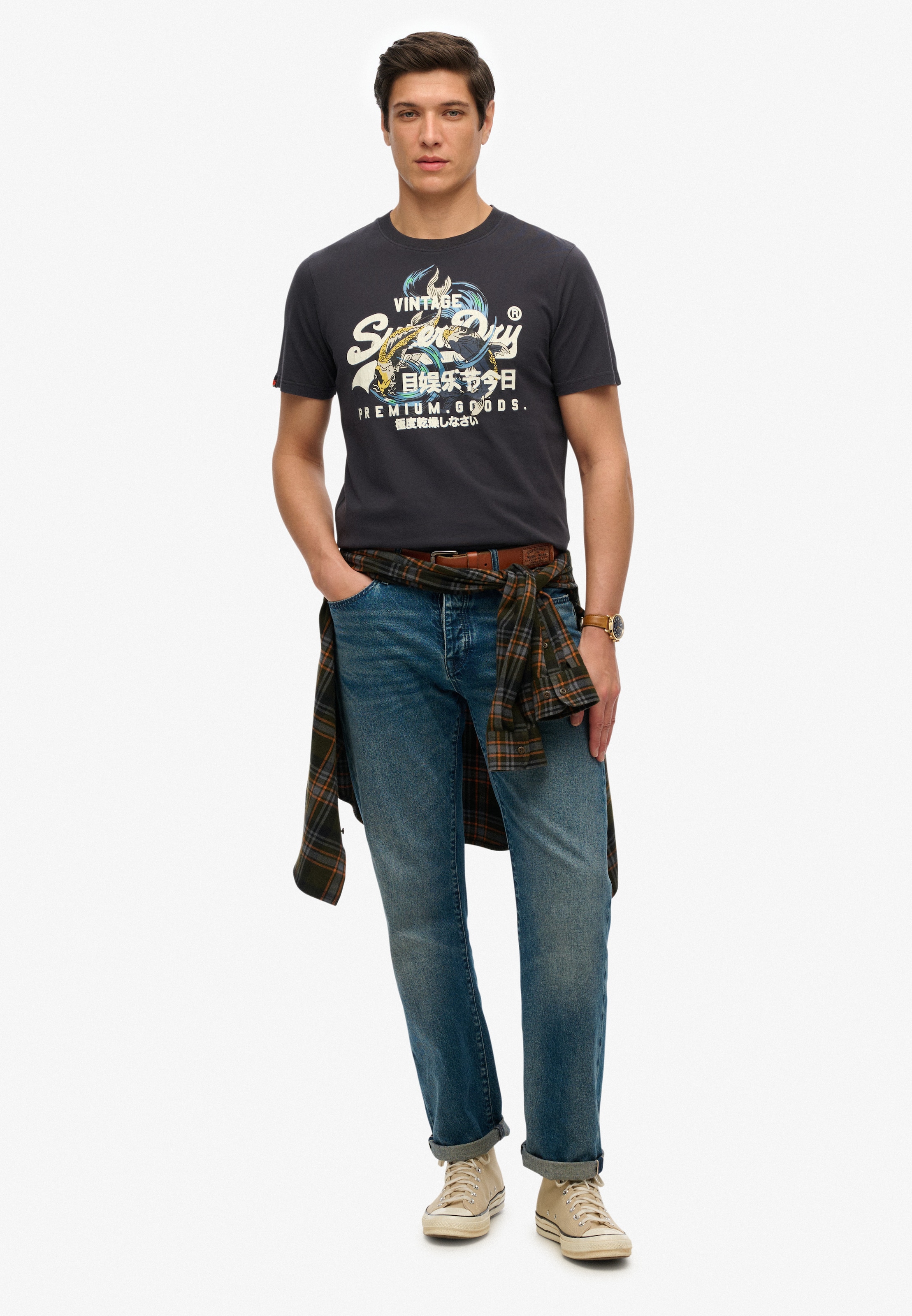 Superdry Тениска 'Tokyo' в сиво