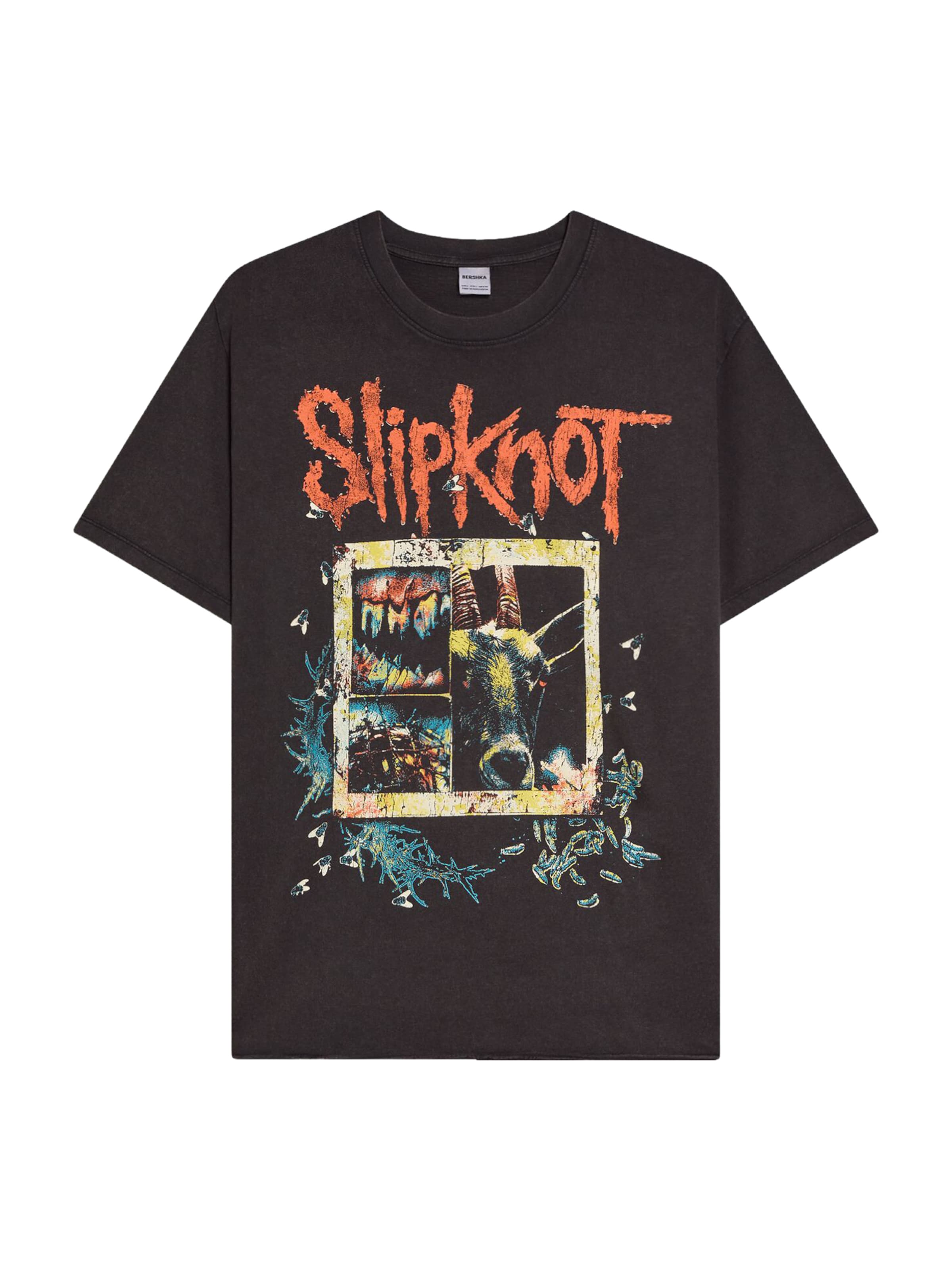 Bershka T-shirt 'SLIPKNOT' i svart: framsida