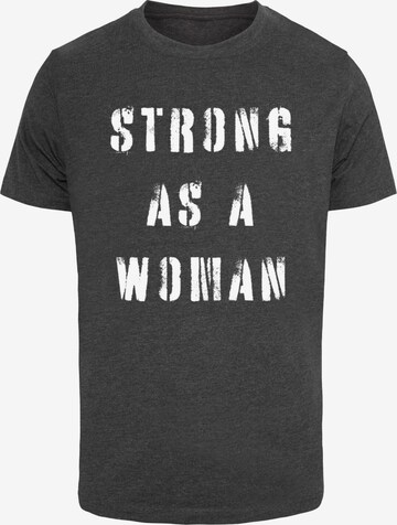 Merchcode T-Shirt 'WD - Strong As A Woman' in Grau: predná strana