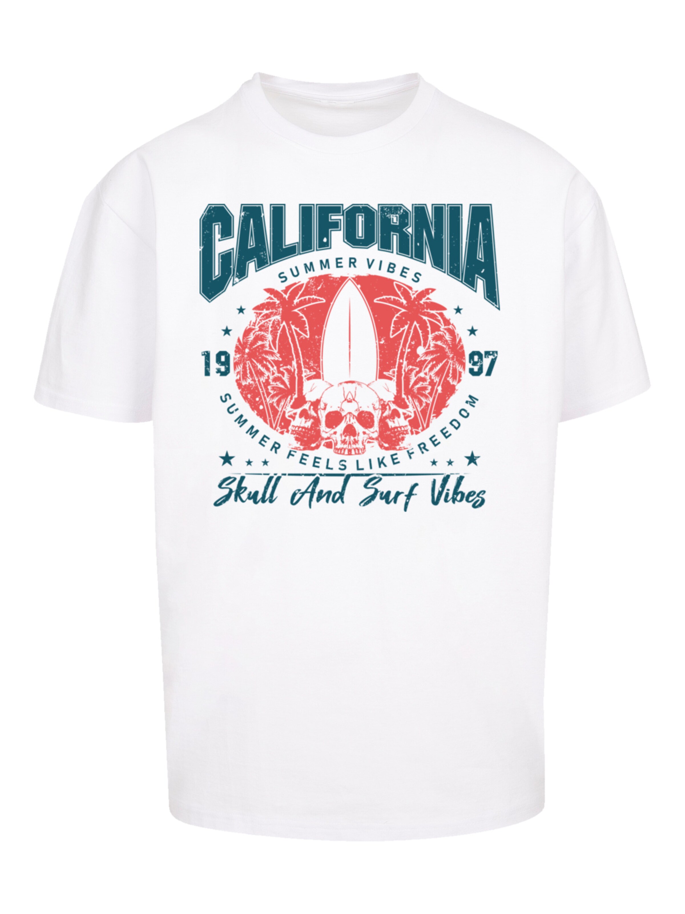 T-Shirt 'California skull summer vibes' F4NT4STIC en blanc : devant