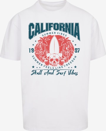 T-Shirt 'California skull summer vibes' F4NT4STIC en blanc : devant