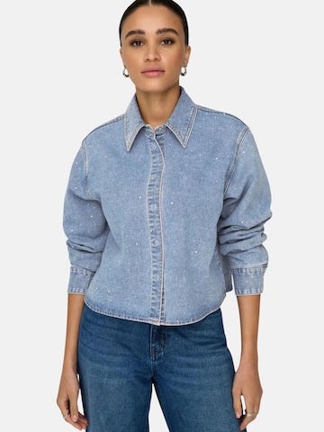ONLY Shirt 'ONLY ONLMAGGIEMAY L/S RHINEST DNM SHIRT CAMICIA JEANS' in Blue: front