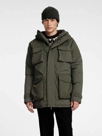 SELECTED HOMME Between-seasons parka in Green: front