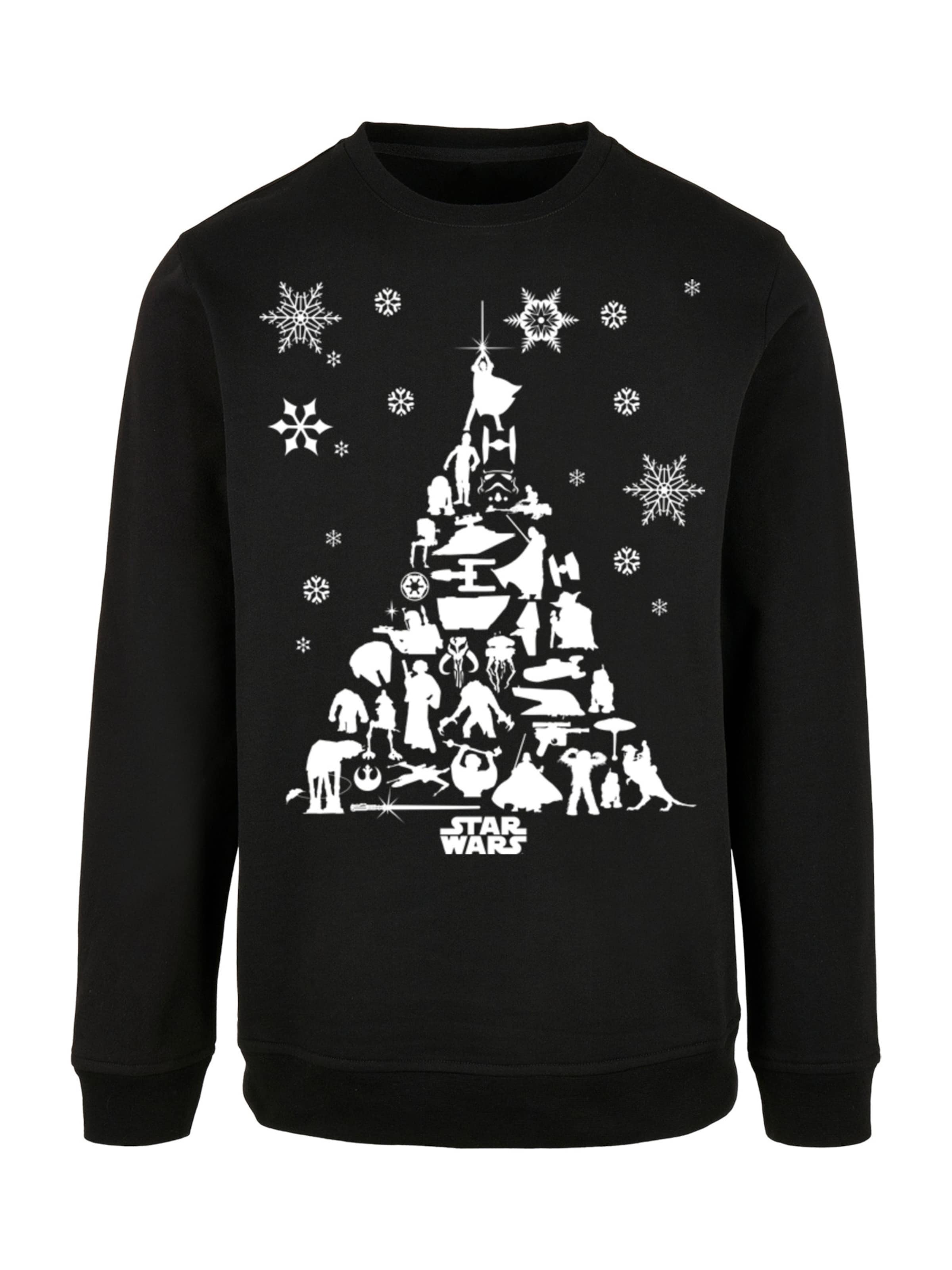 F4NT4STIC Sweatshirt 'Star Wars Christmas Weihnachtsbaum' in Zwart: voorkant