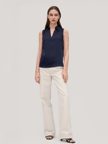 Lilysilk - Blusa 'Ärmelloses Seide Hemd mit V-Ausschnitt' en azul