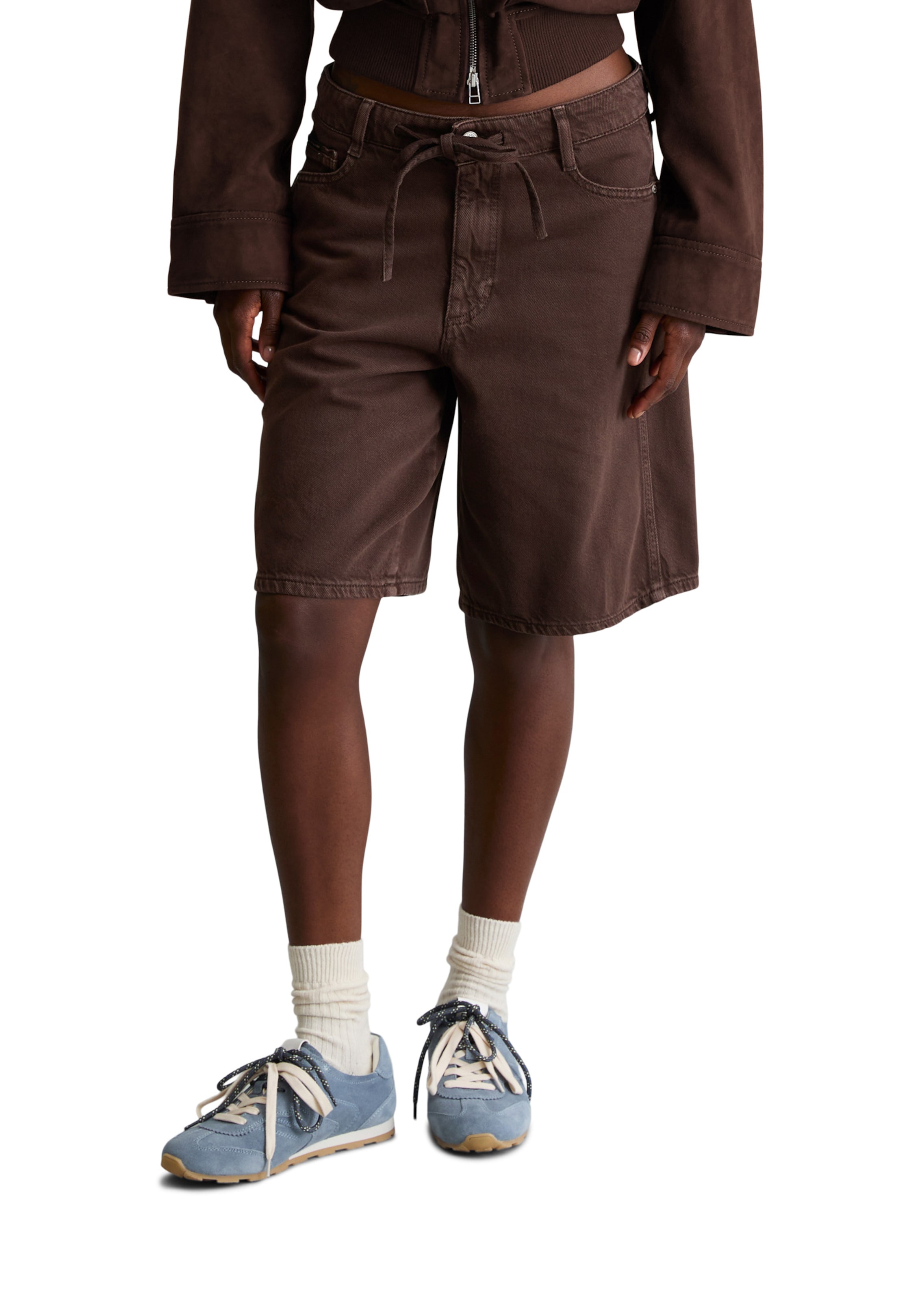 Marc O'Polo DENIM Flared Trousers in Brown: front