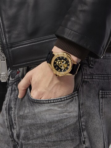 Montre à affichage analogique 'THE $KULL' Philipp Plein en or : devant