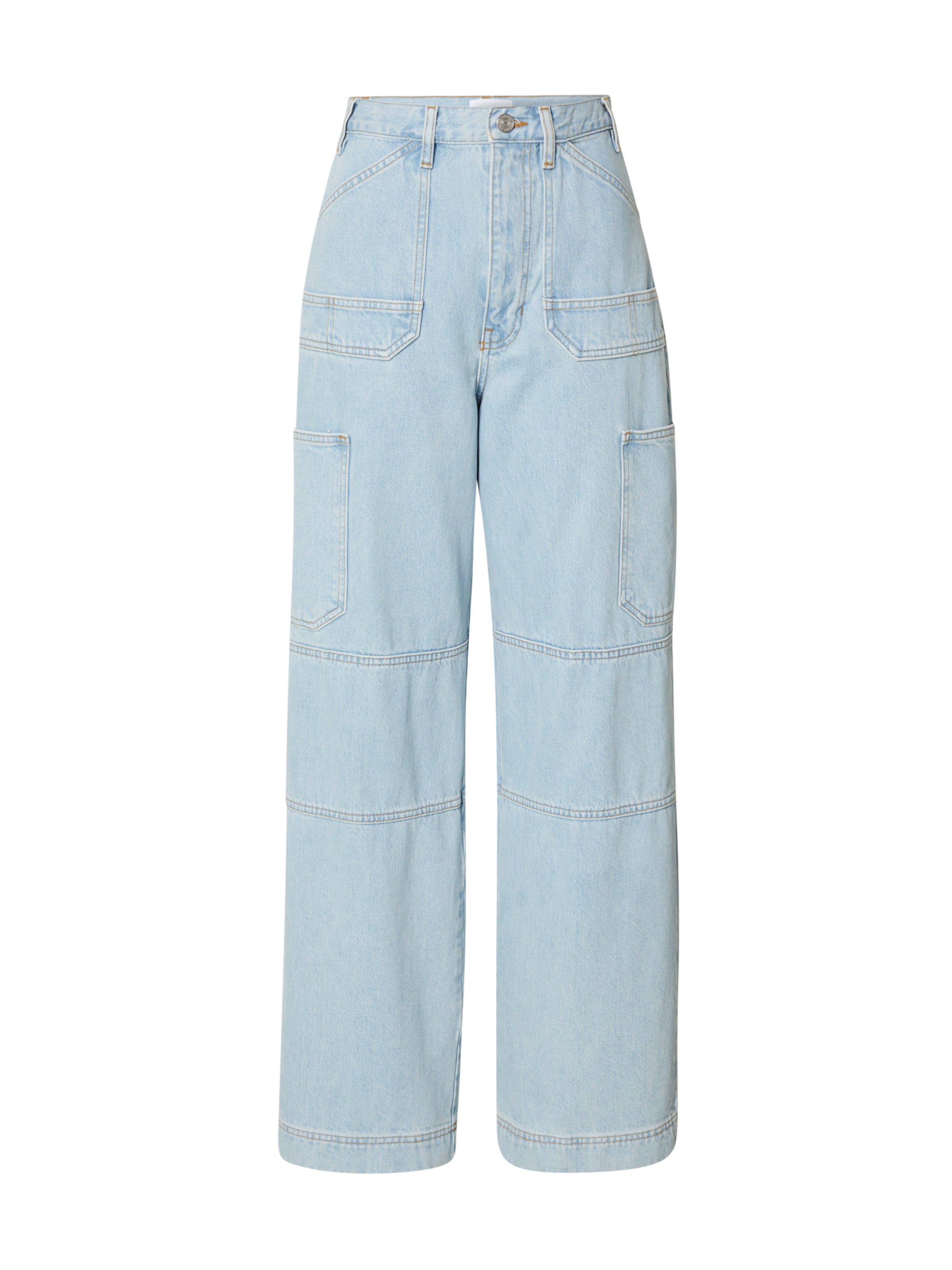 FRAME Wide leg Cargo Jeans in Blue: front