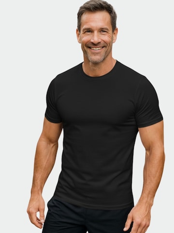 Maglia funzionale 'Herren T-Shirt – T-Shape, Rundhals, Baumwolle' di Line One in nero: frontale