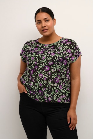 KAFFE CURVE Blouse 'Isma' in Zwart: voorkant