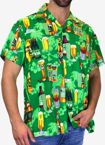 King Kameha Shirt 'Beerbottle' in Green: front