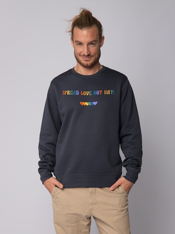 Watapparel Sweatshirt ' Spread Love not Hate ' in Grey: front