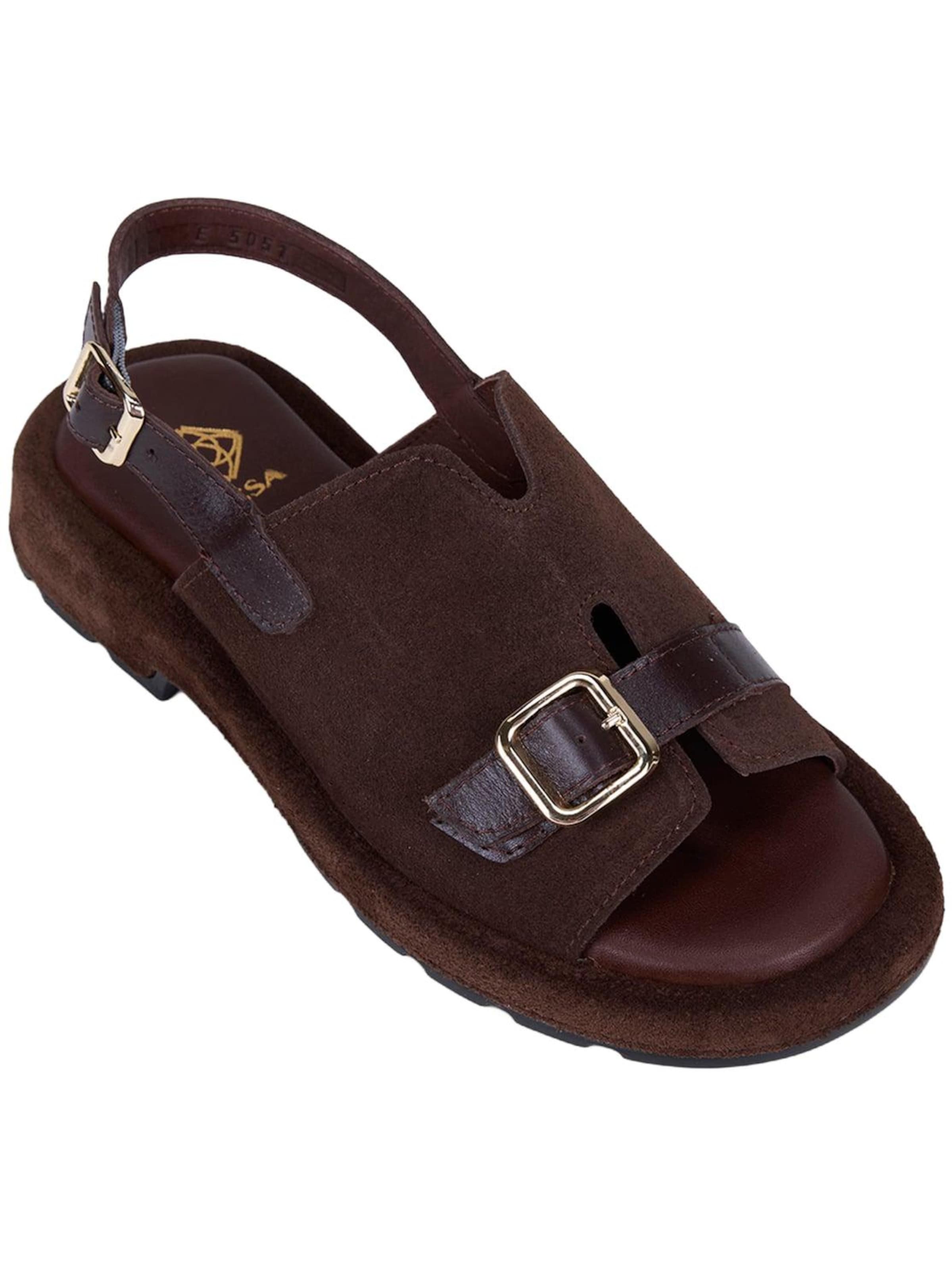 Desa - Sandalias 'DESA Damen-Sandalen aus Wildleder mit offener Zehenpartie' en marrón: frente