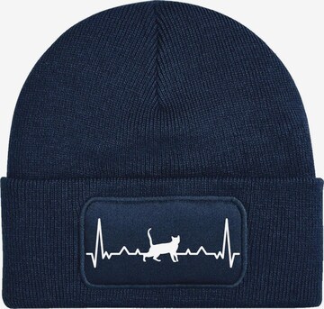 Youth Designz Mütze 'Heartbeat Katze' in Blau: Vorderseite