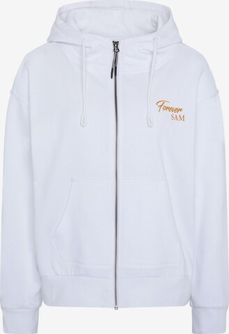 UNCLE SAM Zip-Up Hoodie in White: front