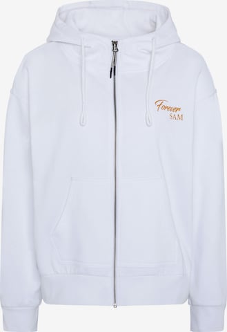UNCLE SAM Zip-Up Hoodie in White: front