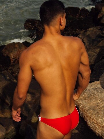 SEOBEAN Swim Trunks in Red