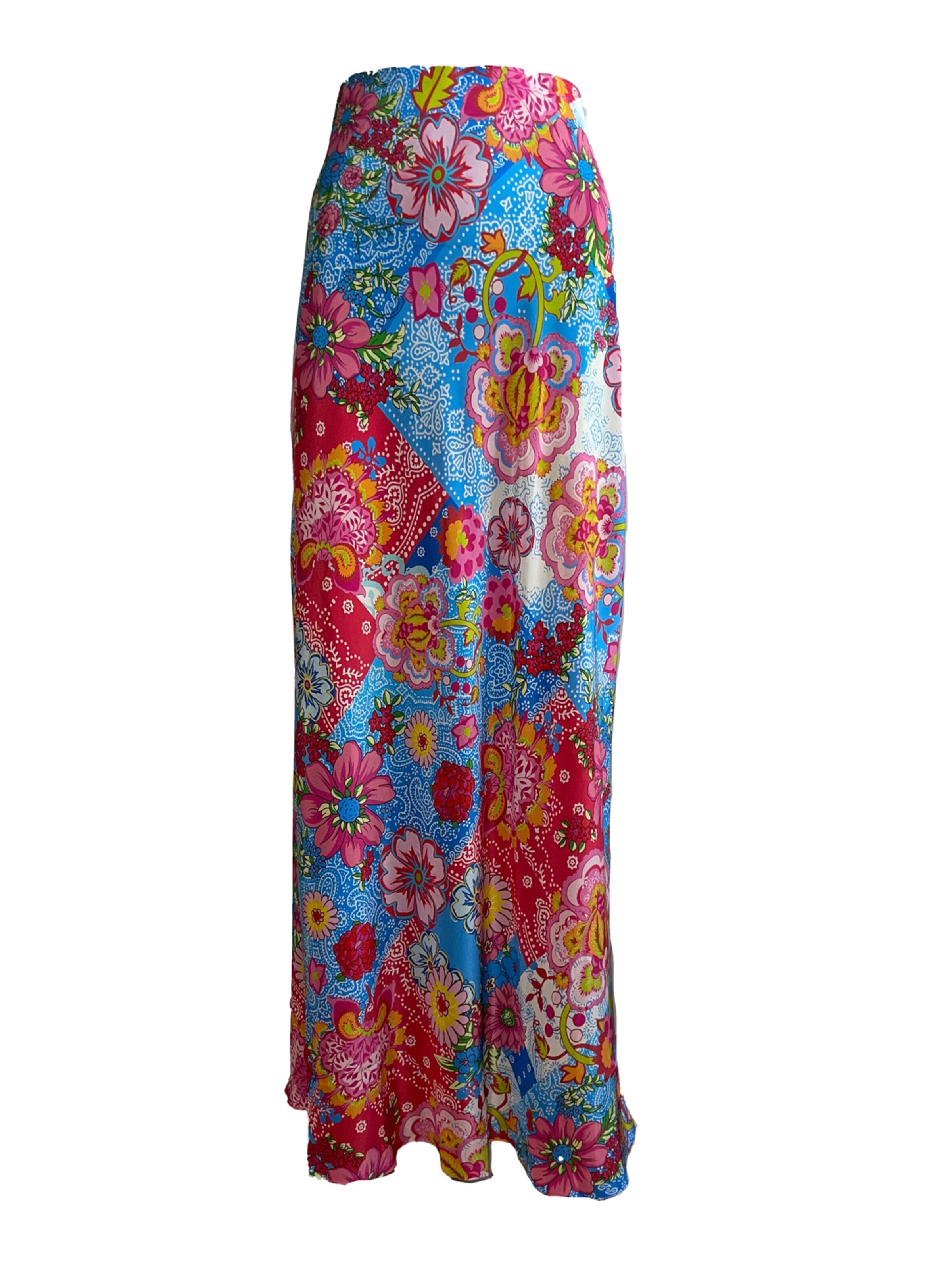 Introvertie VIENNA Rok 'Oia Bias Cut Silk Skirt' in Gemengde kleuren: voorkant