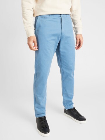 KnowledgeCotton Apparel - Regular Calças chino 'Chuk' em azul: frente