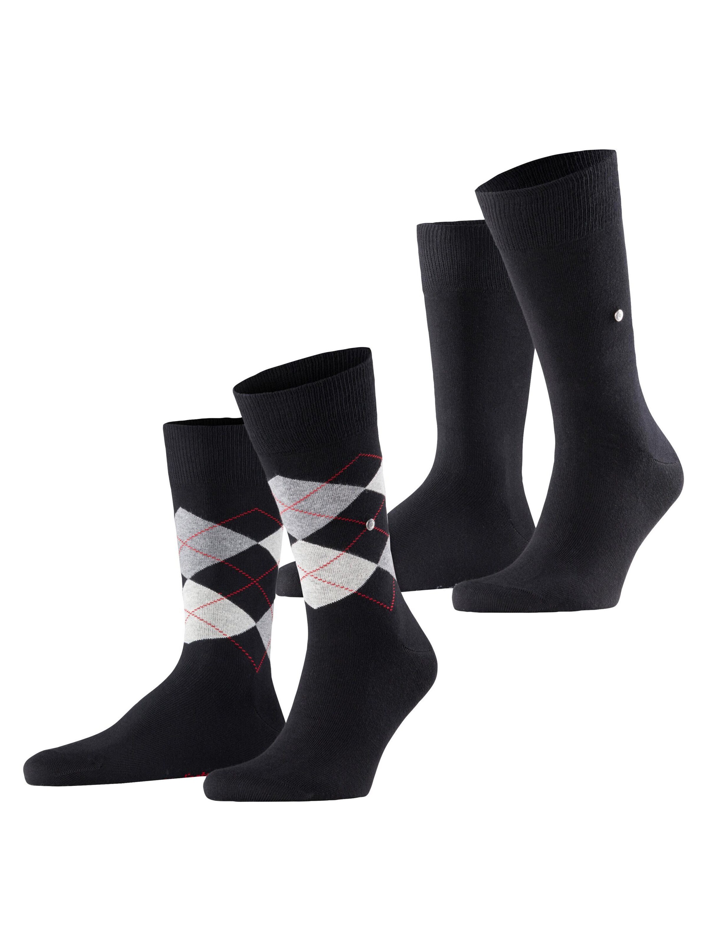 BURLINGTON Socken 'Everyday Argyle Mix 2-Pack'‌ in Schwarz: Vorderseite