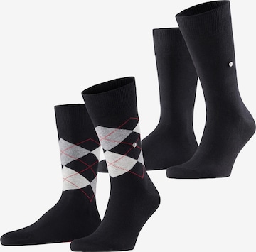 BURLINGTON Socken 'Everyday Argyle Mix 2-Pack' in Schwarz: Vorderseite