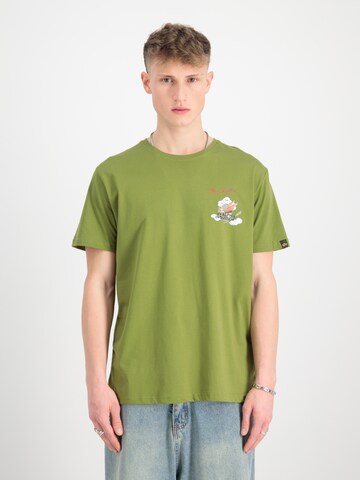 ALPHA INDUSTRIES Majica | zelena barva: sprednja stran