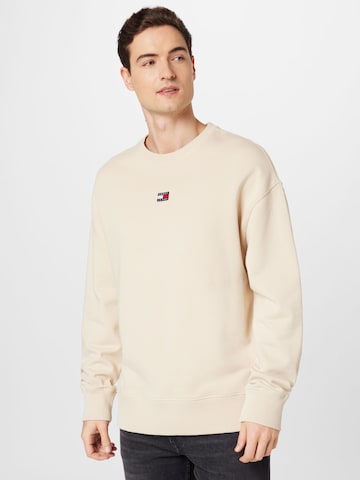 Sweat-shirt Tommy Jeans en beige : devant