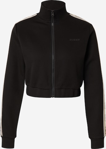 GUESS Athletic Zip-Up Hoodie 'BRITNEY' in Black: front