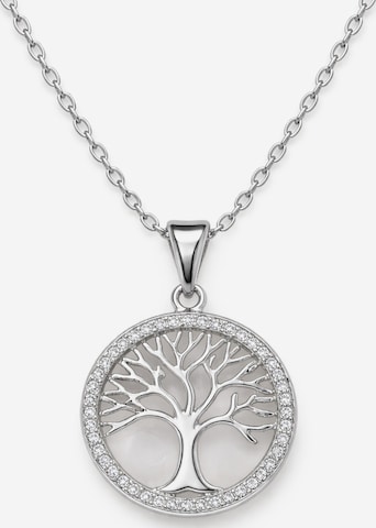 Staufergold Kette 'Kette „Wurzelliebe“ – Lebensbaum-Anhänger mit zartem Pavé-Rand' in Silber: Vorderseite