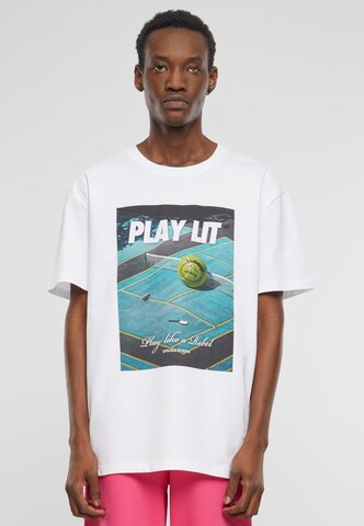 MT Upscale T-Shirt 'PlayLit' in Weiß: predná strana