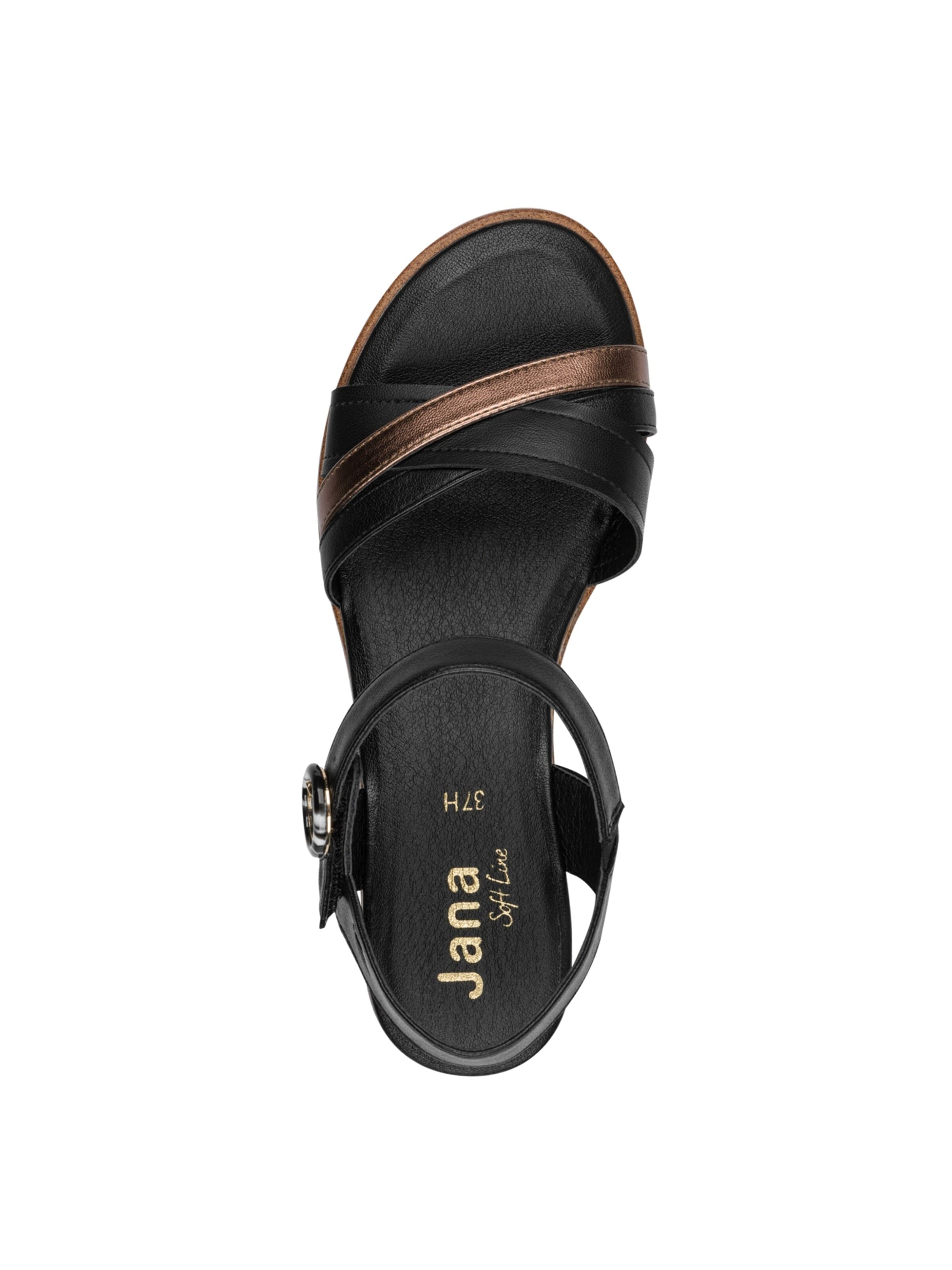 JANA - Sandalias 'Sandalen mit Keilabsatz und Klettverschluss' en negro