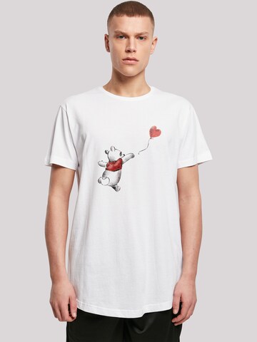 F4NT4STIC Shirt 'Disney Winnie The Pooh Winnie & Balloon' in Wit: voorkant