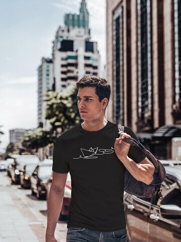 Neverless Shirt 'Paperschiff' in Black