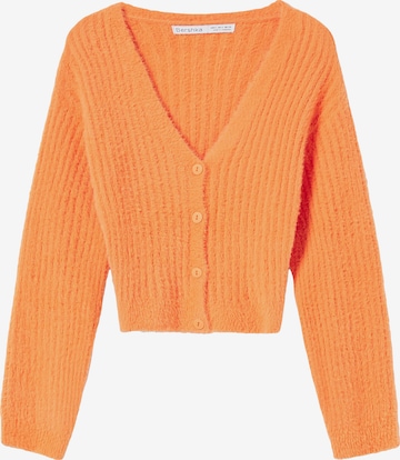 Bershka Knit Cardigan in Orange: front